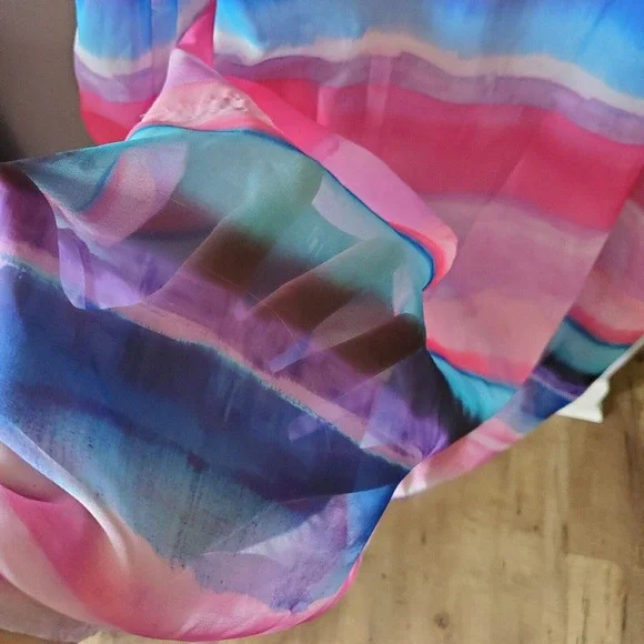 Lane Bryant Size 18/20 Watercolor Chiffon Strappy Striped Colorful Maxi Dress - Picture 5 of 14